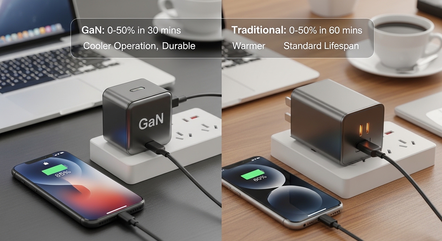 GaN Charger vs Traditional Wall Charger — Real Charging Speed, Heat Control, and Long-Term Reliability Compared
